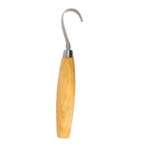 Cutit sculptura tip carlig Mora Nr. 164 DREAPTA cu teaca din piele - Img 3
