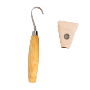 Cutit sculptura tip carlig Mora Nr. 164 DREAPTA cu teaca din piele - Img 4