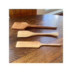 Set 2 linguri si spatula de cioplit din lemn de cires - Img 11