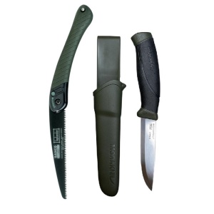 Set cutit Morakniv Companion MG (S) si fierastrau Bahco pentru bushcraft/ camping/ vanatoare - Img 1