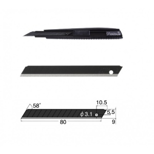 Set Cutter / cutit utilitar metalic mic - PREMIUM, NT Cutter - 9mm + 10 lame de schimb - Img 1