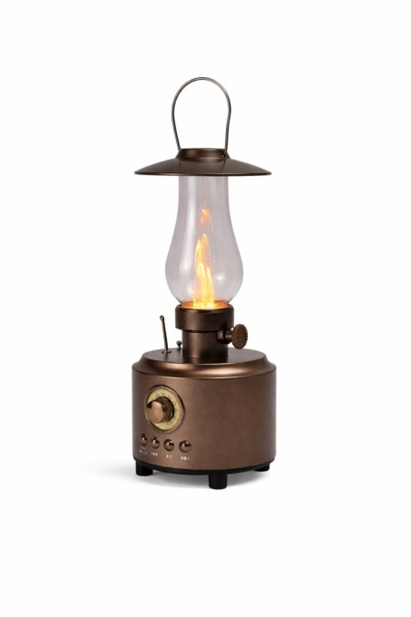 Felinar LED vintage cu efect flacara realist, reincarcabil, decor ambient si camping, maro inchis - Img 1