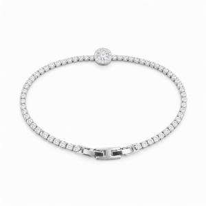 Brățară Roxé Argintie cu Cristal Central și Pietricele, 18 cm