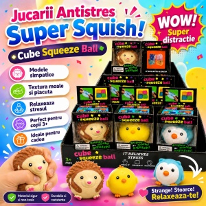 Jucarie antistres Cube Squeeze Ball, modele simpatice, textura moale, super squish, 3+ - Img 2