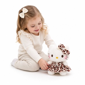 Jucărie pluș pisică , rochiță animal print, 20 cm, moale și decorativă - Img 2