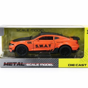 Macheta masina sport SWAT portocalie 1:24 metal die cast, usi functionale, 15.5 x 7 cm - Img 2