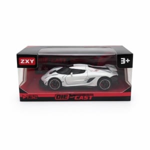 Masinuta sport metalica die-cast scara 1:32, alba cu accente rosii, spoiler, portiere functionale, 3+ - Img 2