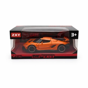 Masinuta sport metalica die-cast scara 1:32, portocalie, portiere functionale, 3 ani+ - Img 2
