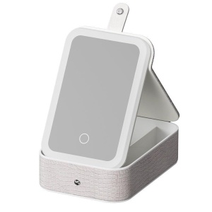 Oglinda cosmetica LED cu organizator bijuterii si cosmetice, 3 moduri lumina, reincarcabila, alb - Img 2
