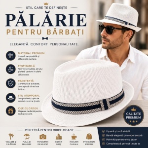 Pălărie Albă Panama pentru Bărbați – Elegantă, Respirabilă și Ușoară pentru Vară - Img 2