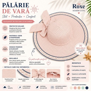 Pălărie Damă de Vară Roz Pudrat cu Fundă Decorativă și Bor Lat – Reglabilă, Elegantă - Img 2