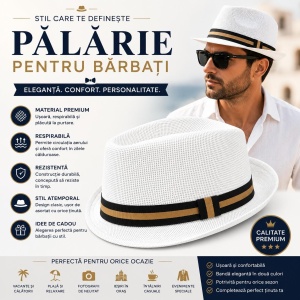 Pălărie Panama Albă pentru Bărbați - Elegantă, Respirabilă și Modernă pentru Vară - Img 2