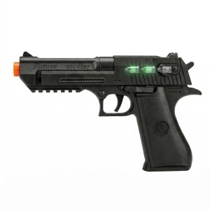 Pistol de jucarie electric, 22 cm, negru, cu lumini si sunet - Img 2