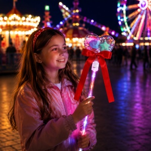 Set 10 baghete cu lumini LED rosii in forma de inima pentru copii, efect multicolor - Img 2