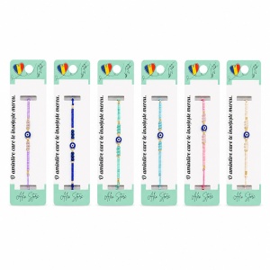 Set 12 Brățări cu Pandantiv Ochi Protector, Reglabile, Multicolore, cu Mărgele Decorative