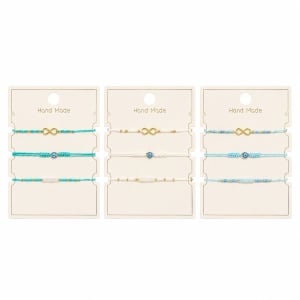 Set 12 Brățări Trio Handmade cu Ochi Protector și Infinit – 16 cm, Reglabile, Culori Diferite