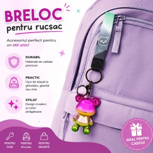 Set 12 Brelocuri Ursuleț 5,5 cm – Mix Culori Metalizate, Accesorii pentru Ghiozdan, Geantă și Chei - Img 3