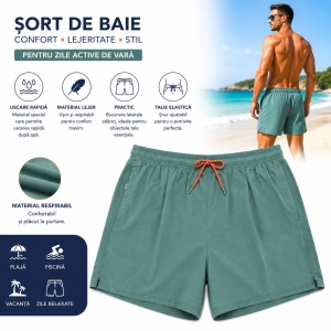Set 5 Sorturi de Baie Bărbați Verde – Material Respirabil, Uscare Rapidă - Img 2