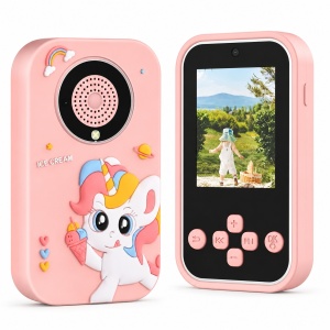 Telefon copii model unicorn roz cu camera jocuri muzica si ecran color