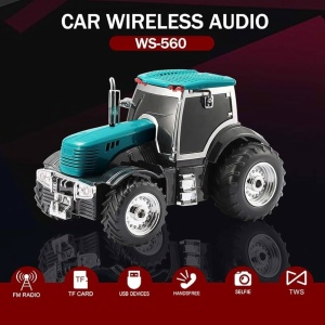 Boxa portabila Bluetooth tractor vintage, radio FM, USB, TF, AUX, lumini LED, TWS, verde smarald - Img 3