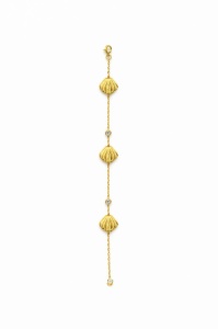 Bratara premium aurie ROXE cu scoici elegante si cristale fine, reglabila 17.5+5 cm