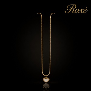 Colier Roxé auriu cu pandantiv inimioară albă – material inoxidabil, 40 cm, reglabil - Img 2