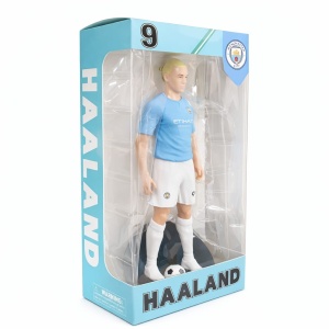 Figurina de colectie fotbalist cu minge, echipament albastru, 25 cm - Img 2