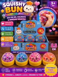 Jucărie Antistres Squishy Dumpling cu Inimioare și Bile Gel Colorate, 8.5 cm - Img 3