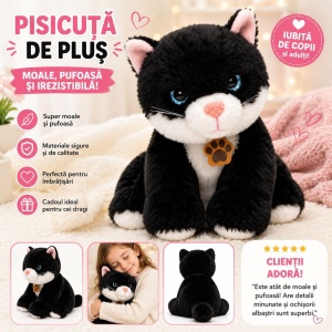 Jucărie de Plus Pisică, 25cm, Moale și Pufoasă pentru Copii, Culoare aleatorie - Img 2