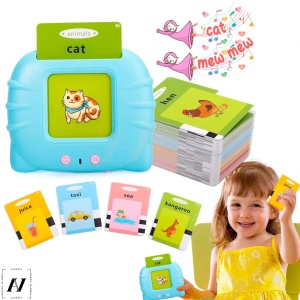 Jucarie educativa interactiva copii invatare engleza cu carduri audio model albastru - Img 2