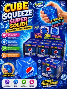 Jucărie Squishy Cub Albastru Anti-Stres – Cub Senzorial Moale și Elastic pentru Copii și Adulți