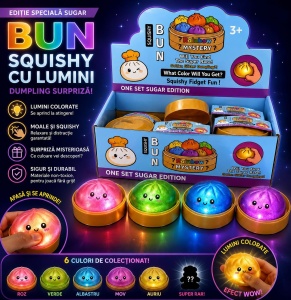 Jucărie Squishy Dumpling cu Lumini LED 8,5 cm – Antistres Moale, Slow Rising, Culoare Surpriză - Img 3
