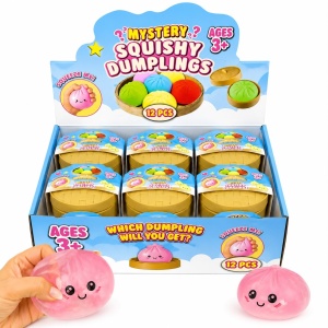 Jucărie Squishy Dumpling cu Sclipici Mare 8,5 cm – Antistres, Moale și Elastică - Img 2
