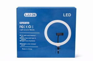 Lampă Ring Light LED LJJ-26 cu suport telefon, lumină reglabilă pentru selfie, video și make-up, Alb - Img 2
