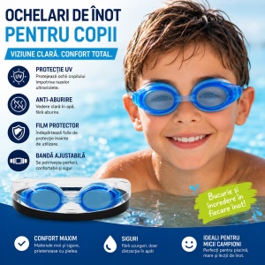 Ochelari de Înot pentru Copii Albastru Închis – Reglabili, Anti-Aburire și Protecție UV - Img 2