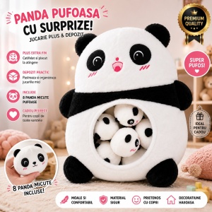 Panda de Plus cu Puiuti, 50x45 cm, Jucarie Mare, Pufoasa si Adorabila pentru Copii - Img 2