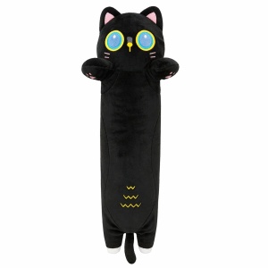 Pisica de plus lunga tip perna 50cm neagra, jucarie moale decorativa copii