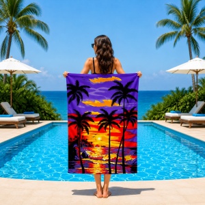 Prosop de Plajă Tropical Sunset 90x170 cm – Microfibră Premium, Design Palmieri - Img 2