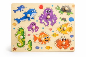 Puzzle Incastru din Lemn Educativ pentru Copii – Modele Diverse, 29x22cm
