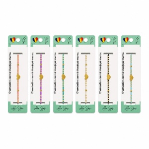 Set 12 Brățări Reglabile cu Pandantiv Inimă Aurie – Brățări Colorate de Mână