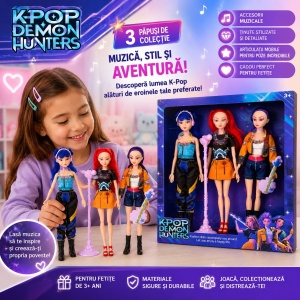 Set 3 Păpuși cu Muzică și Accesorii – Păpuși Fashion Articulate, Cadou pentru Fetițe 3+ Ani - Img 2