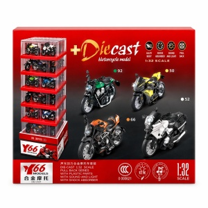 Set 48 motociclete metalice die-cast 1:32 cu lumini si sunet, stand display - Img 3