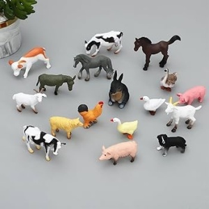 Set animale domestice in pahar cu figurina vaca, 12 piese, jucarie copii - Img 2