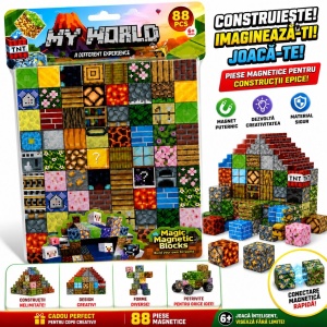 Set Cuburi Magnetice 3D, 88 Piese Magnetice pentru Construcții Creative, Joc Educativ - Img 2