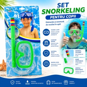 Set Snorkeling Verde pentru Copii – Mască și Tub pentru Înot și Scufundări - Img 2