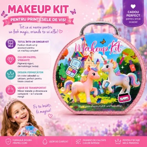 Trusă de Machiaj pentru Fetițe în Geantă Unicorn – Set Makeup cu Farduri și Accesorii - Img 2