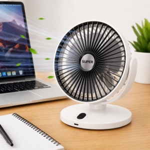 Ventilator de birou reincarcabil alb design compact elegant - Img 3