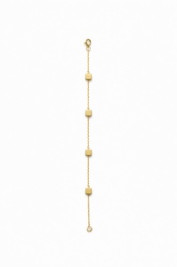 Brățară aurie Roxé cu cuburi minimaliste, lanț fin reglabil 16.5+4.5 cm