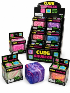 Cub Antistres Squishy Marble, Jucarie Senzoriala Moale, Elastica, Model Colorat - Img 2