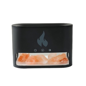 Difuzor aromaterapie flacara LED cu sare Himalaya, umidificator aer silentios USB, negru - Img 2